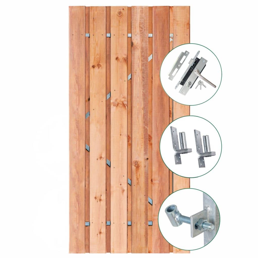 Privacy tuinpoort van Red Class Wood met een stevig RVS stalen frame en gesloten uitvoering voor optimale privacy.
