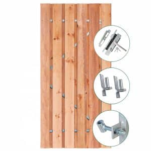 Privacy tuinpoort van Red Class Wood met een stevig RVS stalen frame en gesloten uitvoering voor optimale privacy.